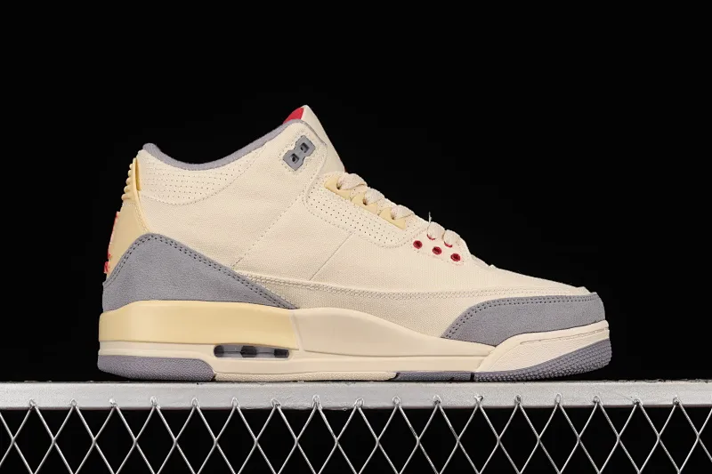 All categories Air Jordan Jordan series basketball shoes Air Jordan 3 cost-effective version Air Jordan 3 "Muslin" AJ3 Joe 3 cement gray canvas basketball shoes DH7139-100